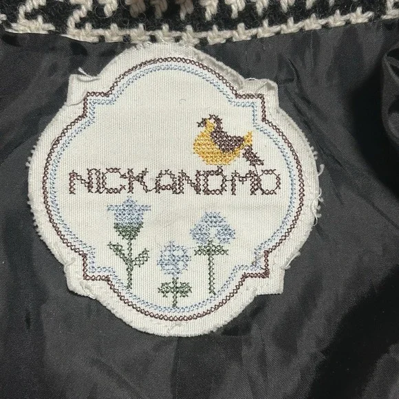 Nick & Mo Black White Houndstooth Peacoat Jacket Women's Medium Double Breasted - Picture 6 of 16